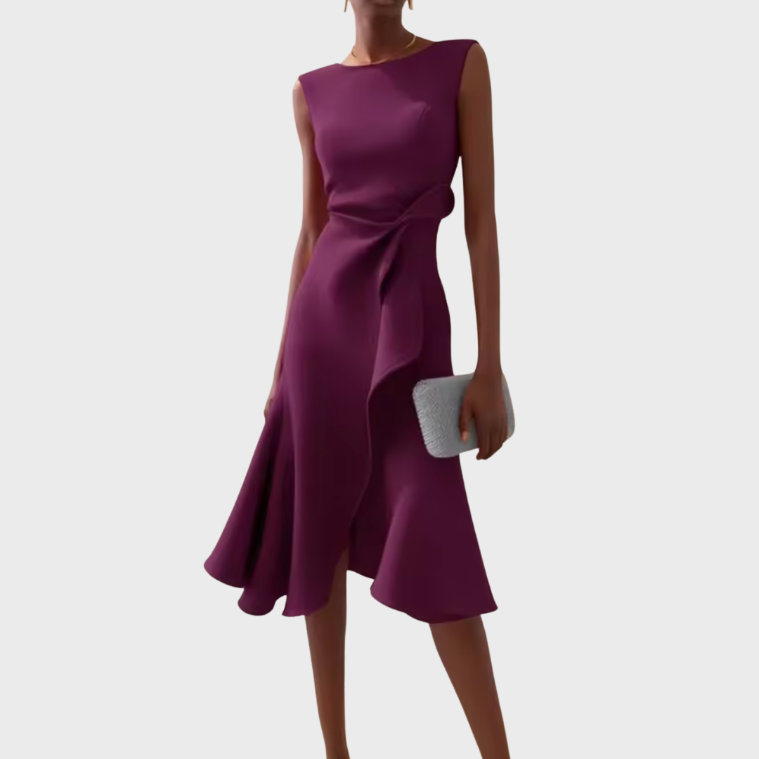 Sheila™ | Drapiertes Asymmetrisches Midi Kleid