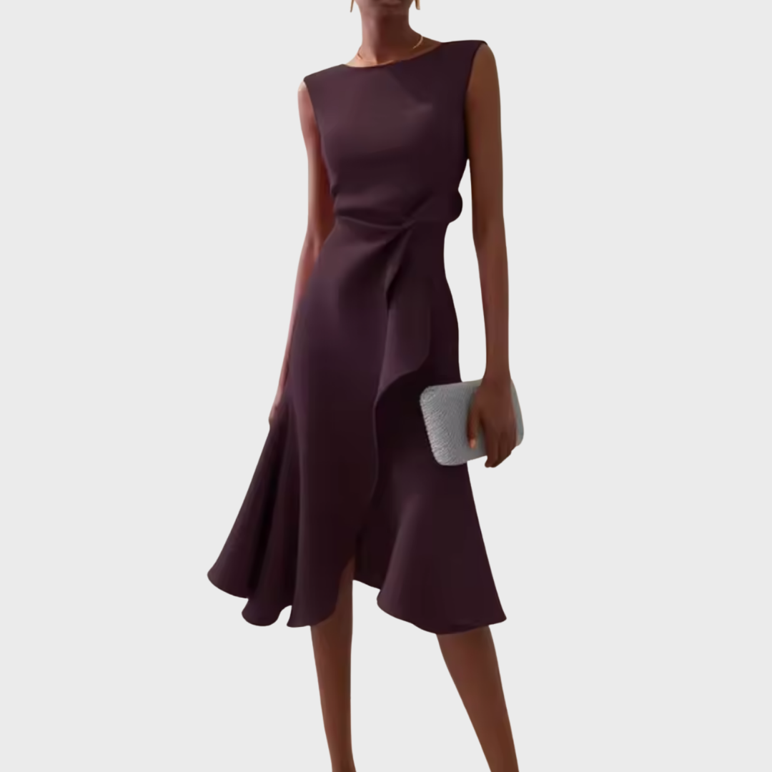 Sheila™ | Drapiertes Asymmetrisches Midi Kleid