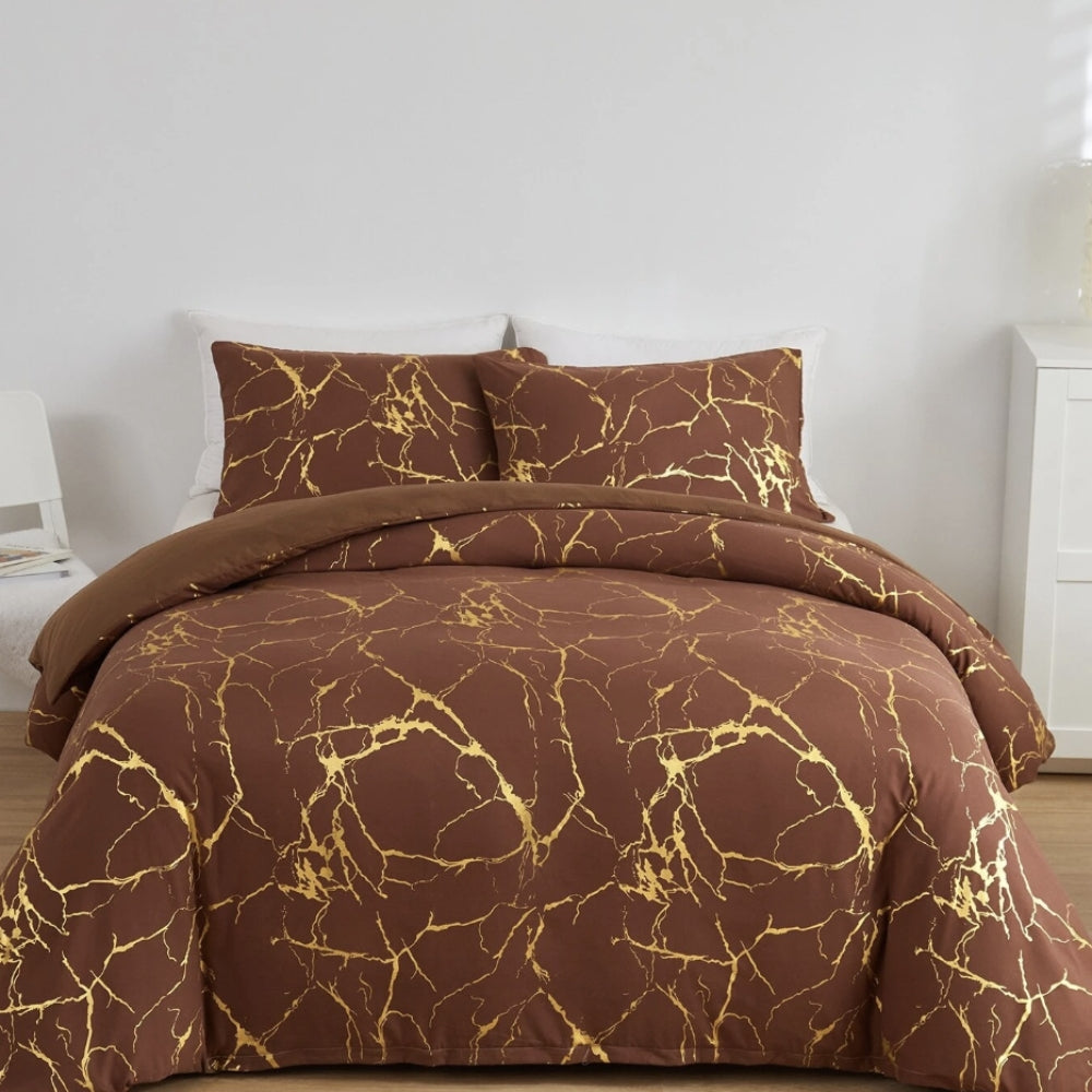 Luxuriöses Marmor-Duvetbezug-Set - Weiches Bettwäsche-Set für stilvolle Schlafzimmer