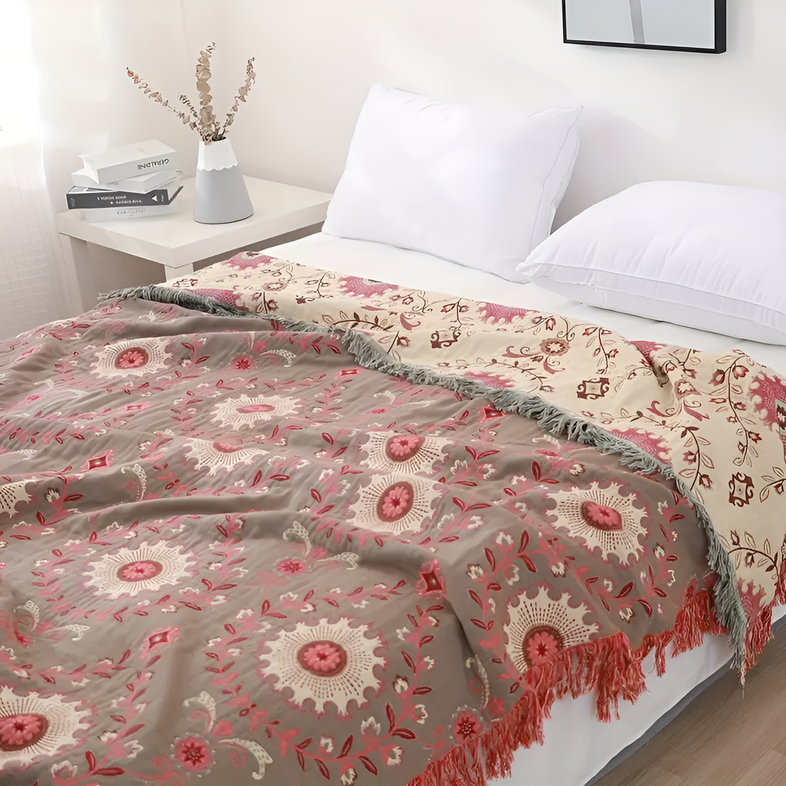 Umkehrbare Retro Mandala Wurfdecke für gemütliche Wohnkultur
