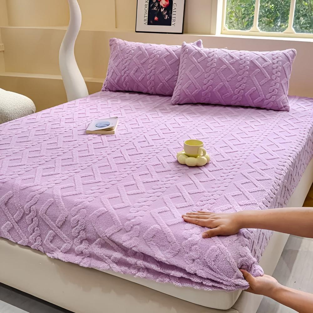 Ensemble de draps en velours sherpa de luxe - Literie douce, douillette et chaude