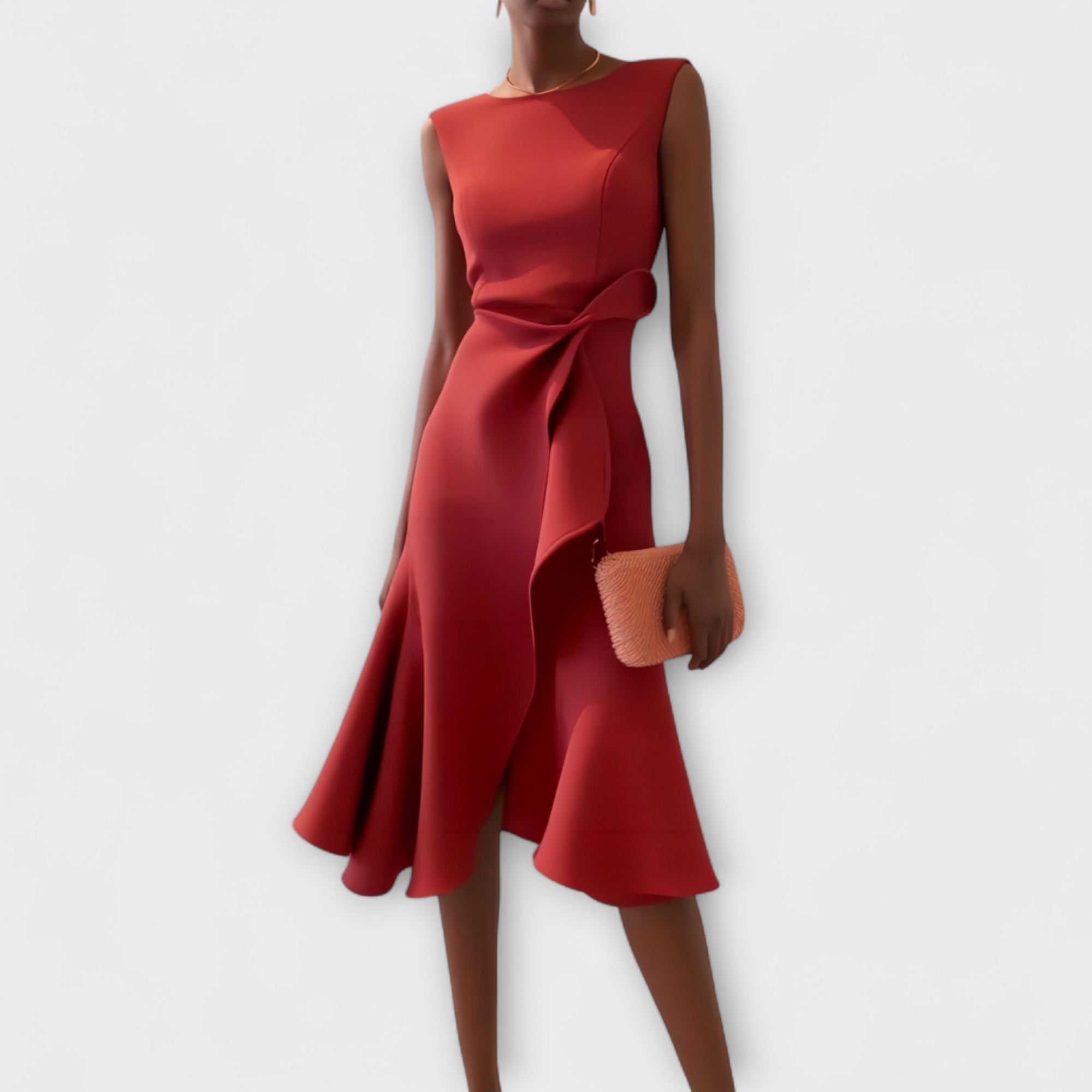Sheila™ | Drapiertes Asymmetrisches Midi Kleid