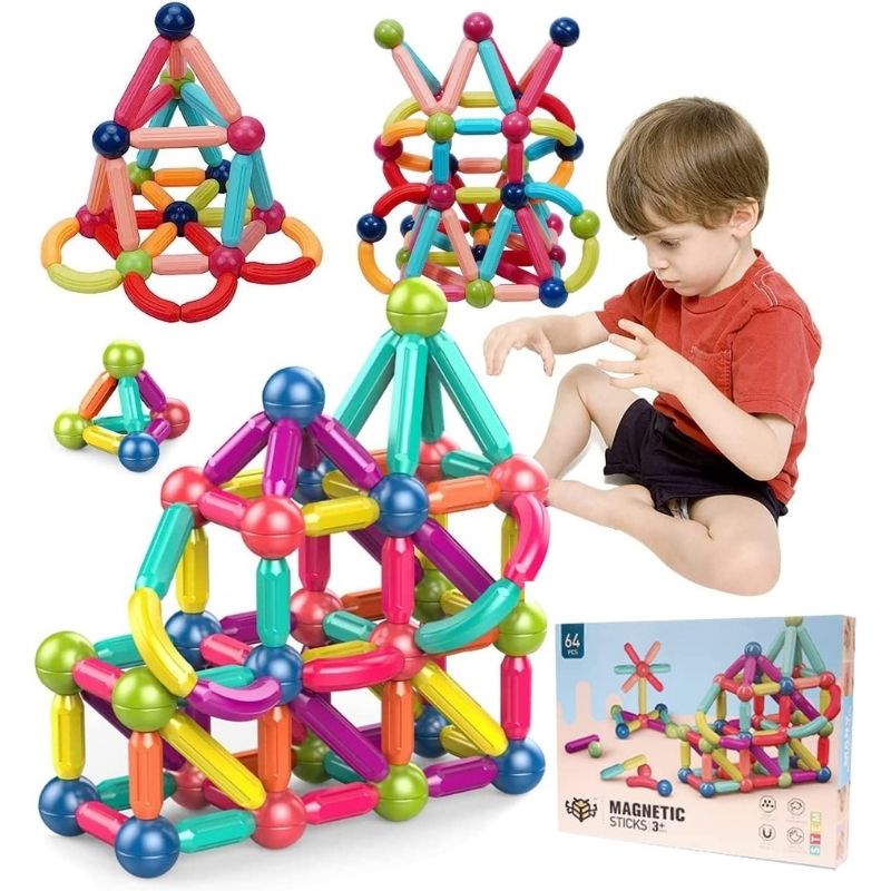 Magnetic Building Blocks for 2D and 3D Play, Ages 3+