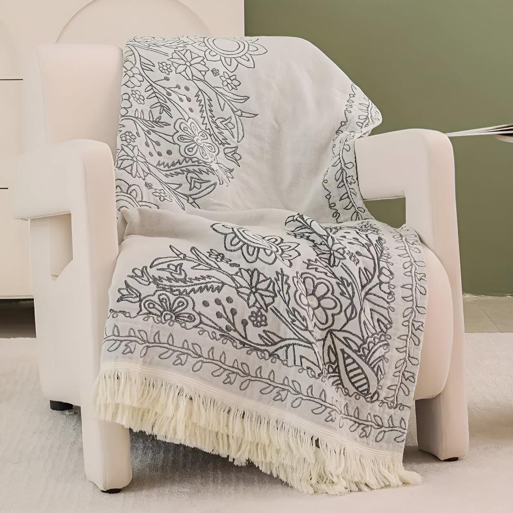 Gemütliche Scandi Chic Baumwollwurfdecke für Wohnkultur & Komfort