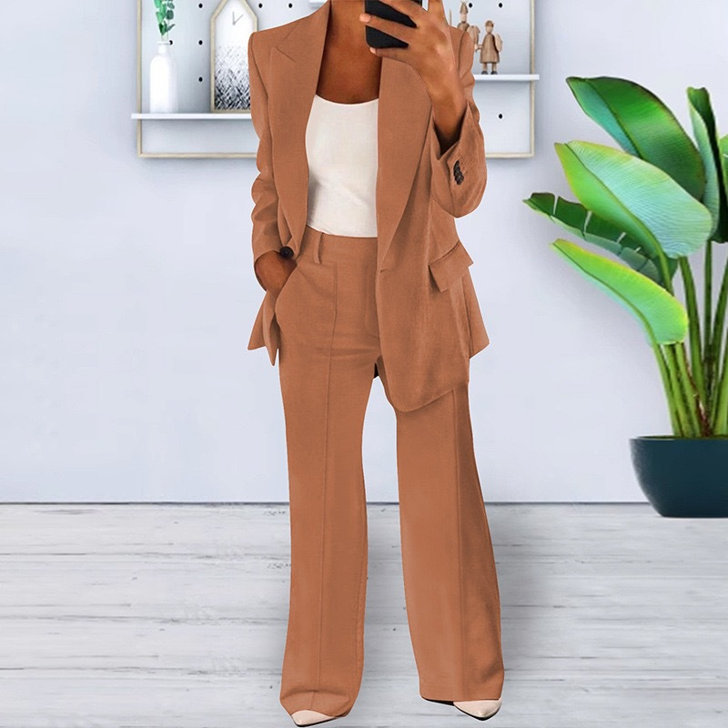 Ein-Knopf Blazer Hosenanzug Set