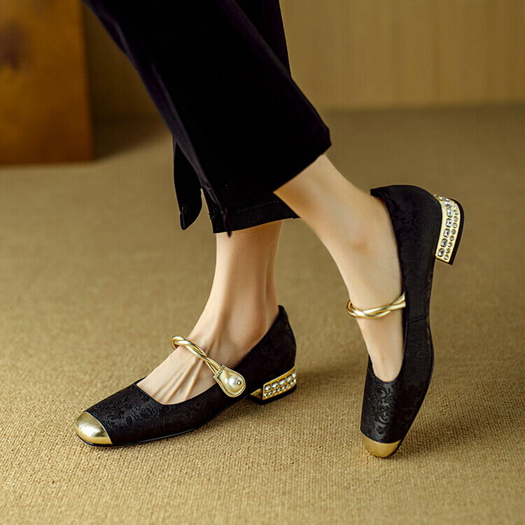 | Lianhua Damen Bestickte Satin Ballerinas
