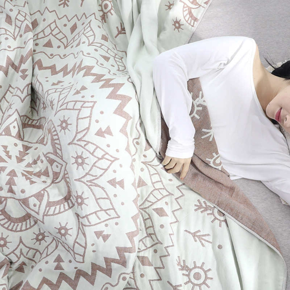 Reversible Mandala Cotton Throw Blanket - Soft Boho Home Decor