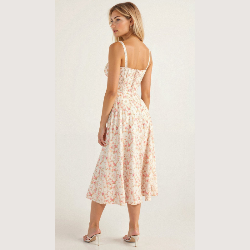 Quadratischer Ausschnitt Ärmelloses Midi-Kleid