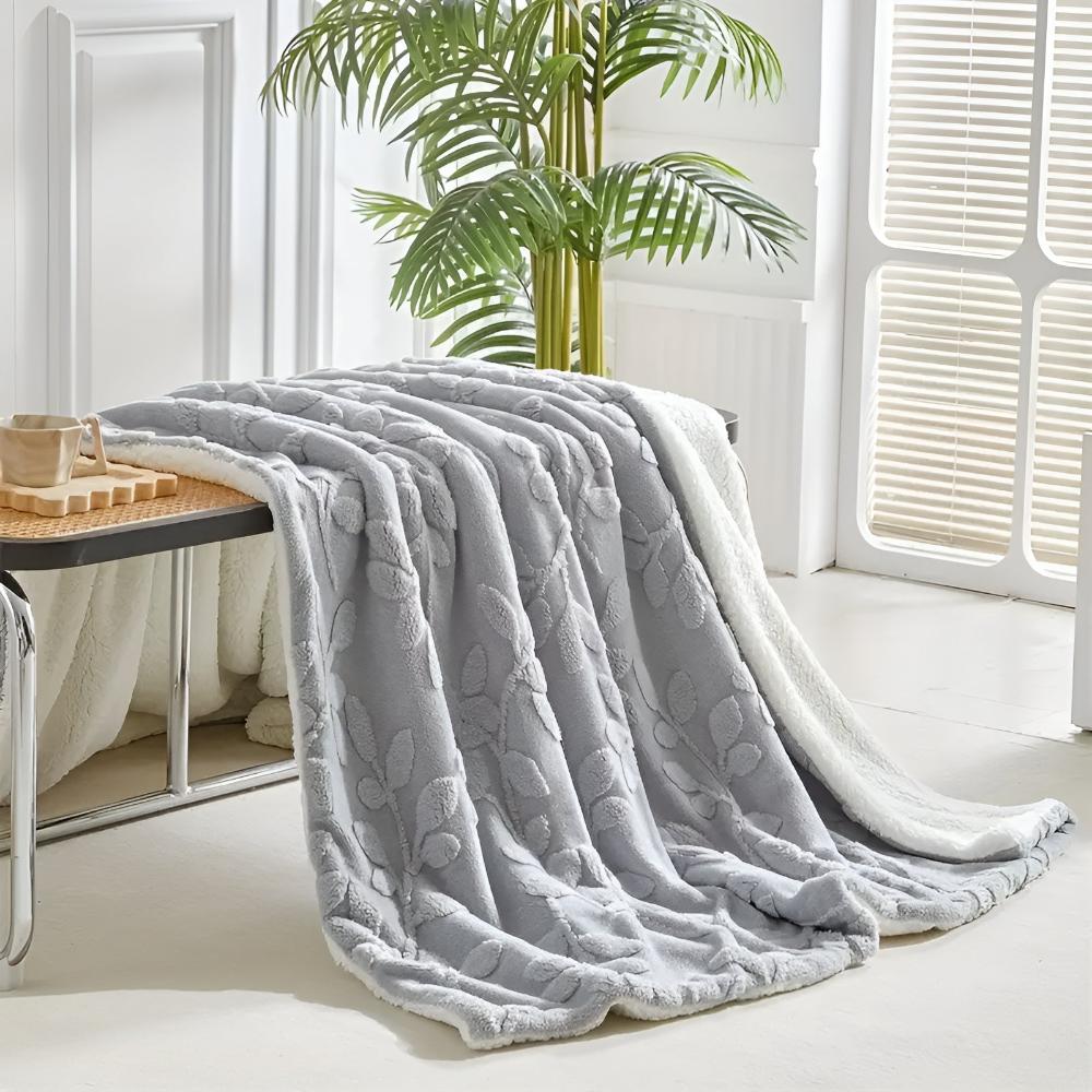 Gemütliche Blatt-Sherpa-Decke für Wärme und Stil - Weiche Wurfdecke
