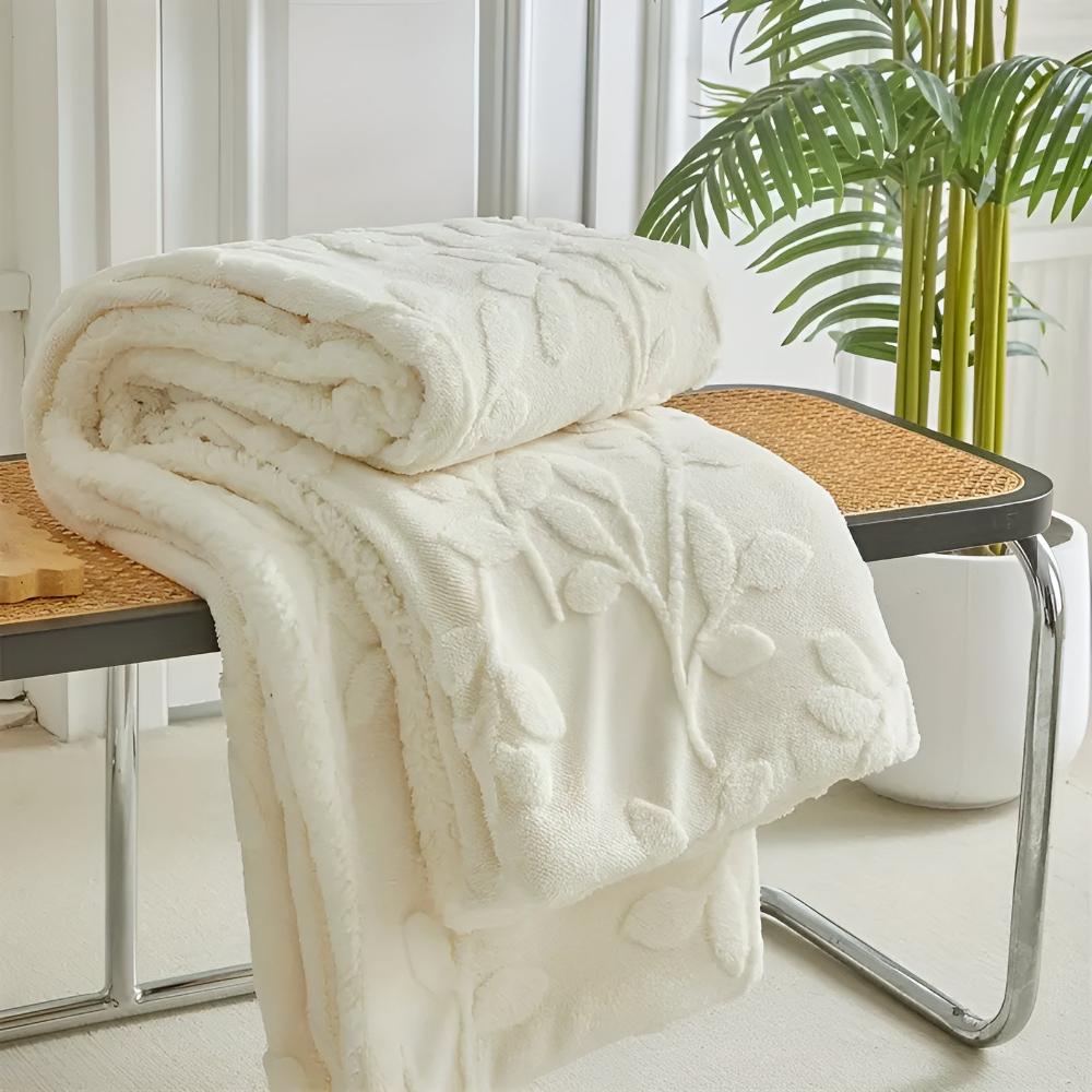 Gemütliche Blatt-Sherpa-Decke für Wärme und Stil - Weiche Wurfdecke