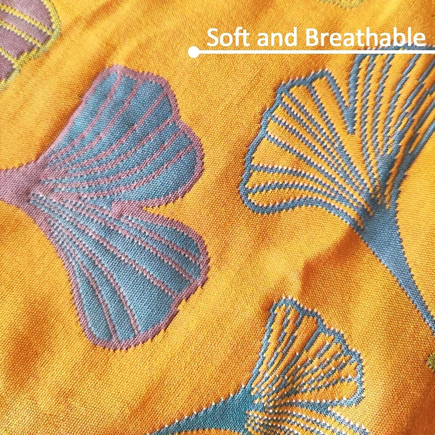 Ginkgo Leaf Cotton Pillowcases - Decorative Embroidered Bedding Set