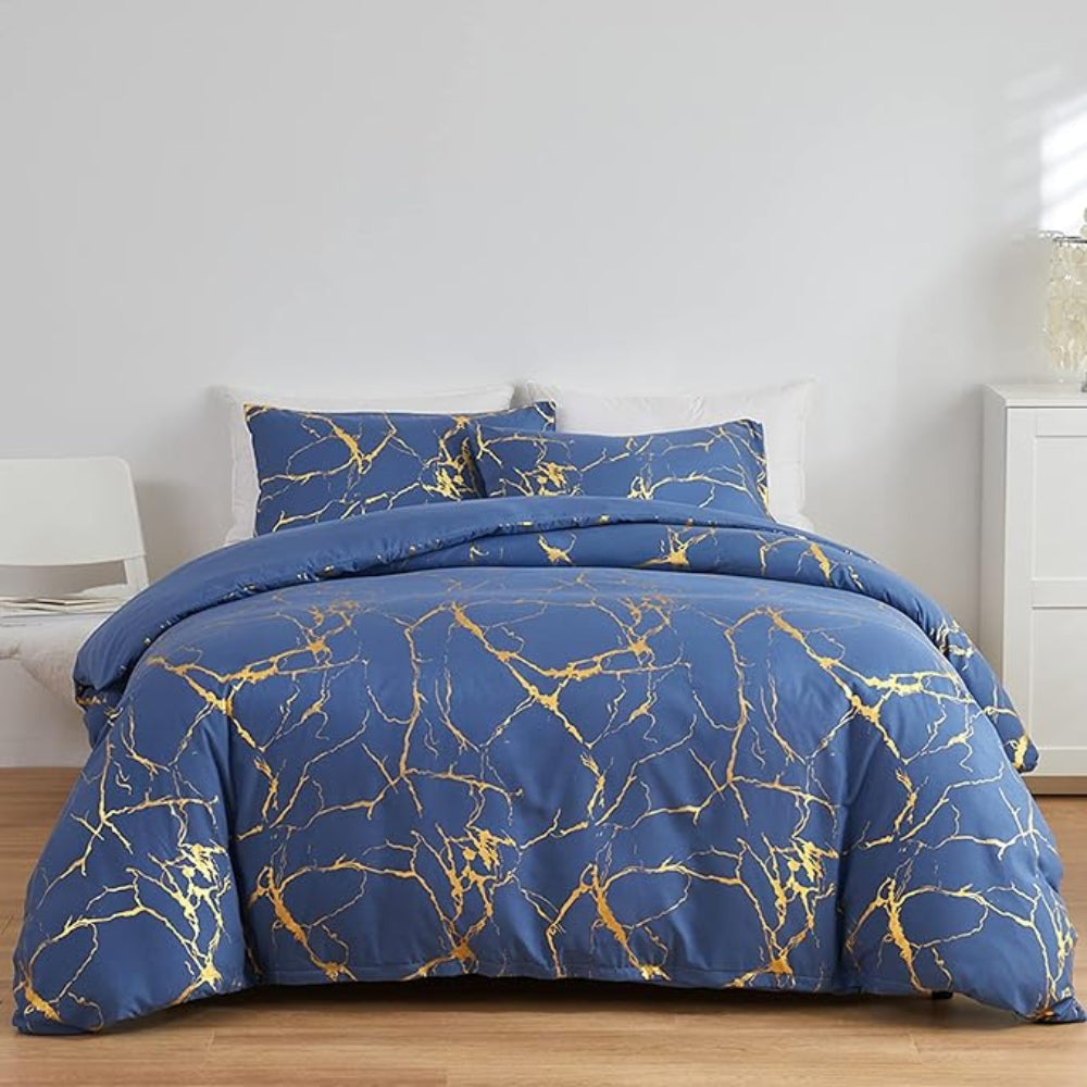 Luxuriöses Marmor-Duvetbezug-Set - Weiches Bettwäsche-Set für stilvolle Schlafzimmer