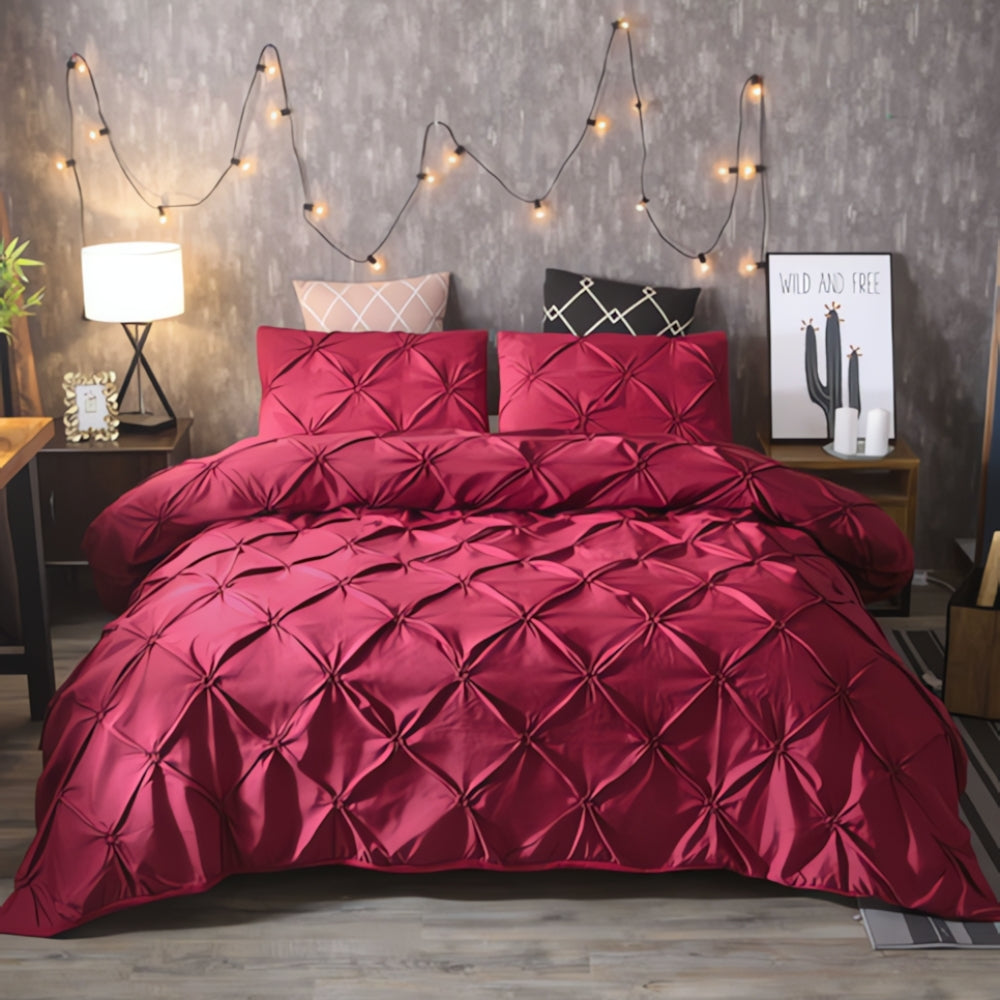 Ensemble de housse de couette Amore luxe à plis pincés - Ensemble de literie élégant