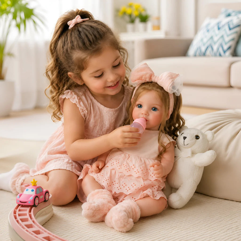 Luna Handmade Reborn Baby Girl Doll with Blue Glass Eyes