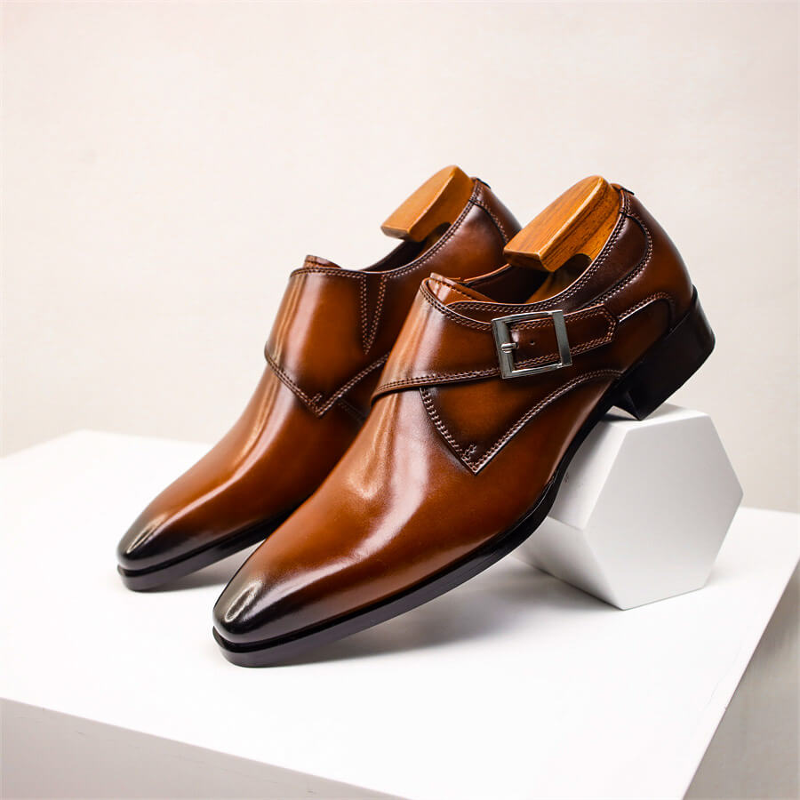 Valente | Herren Italienische Leder Monk Strap Schuhe