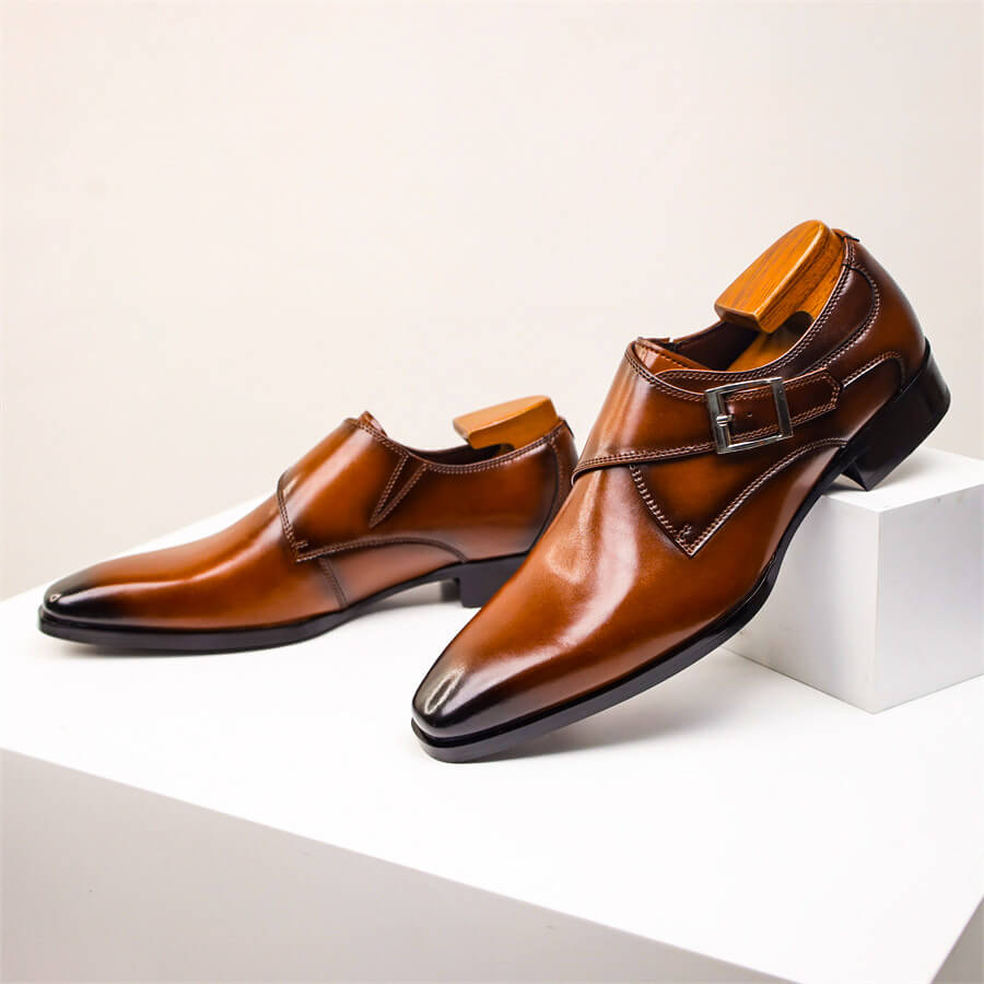 Valente | Herren Italienische Leder Monk Strap Schuhe