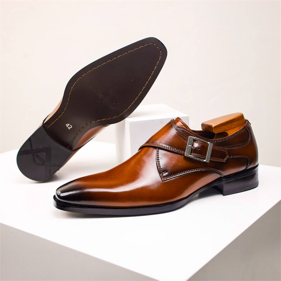 Valente | Herren Italienische Leder Monk Strap Schuhe