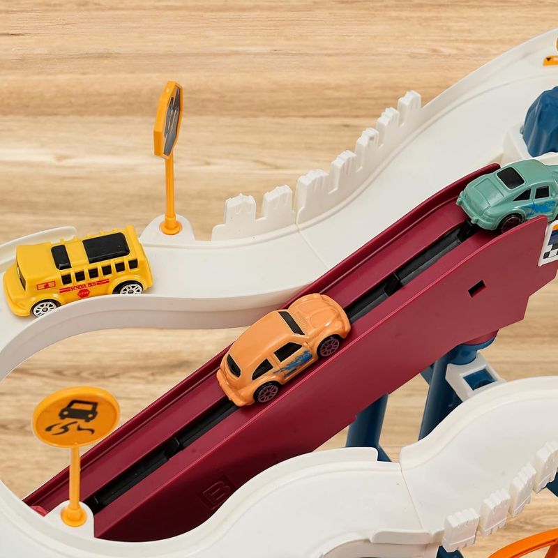 Dinosaur Car Track and Interactive Garage with Lights and Sounds
