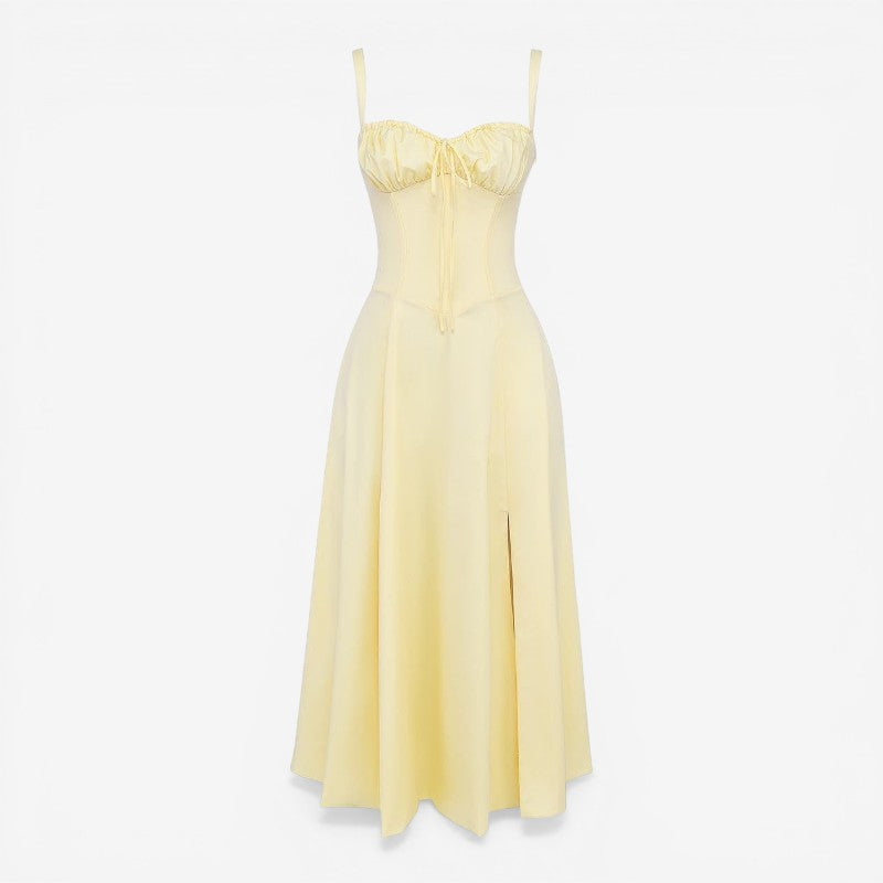 Quadratischer Ausschnitt Ärmelloses Midi-Kleid