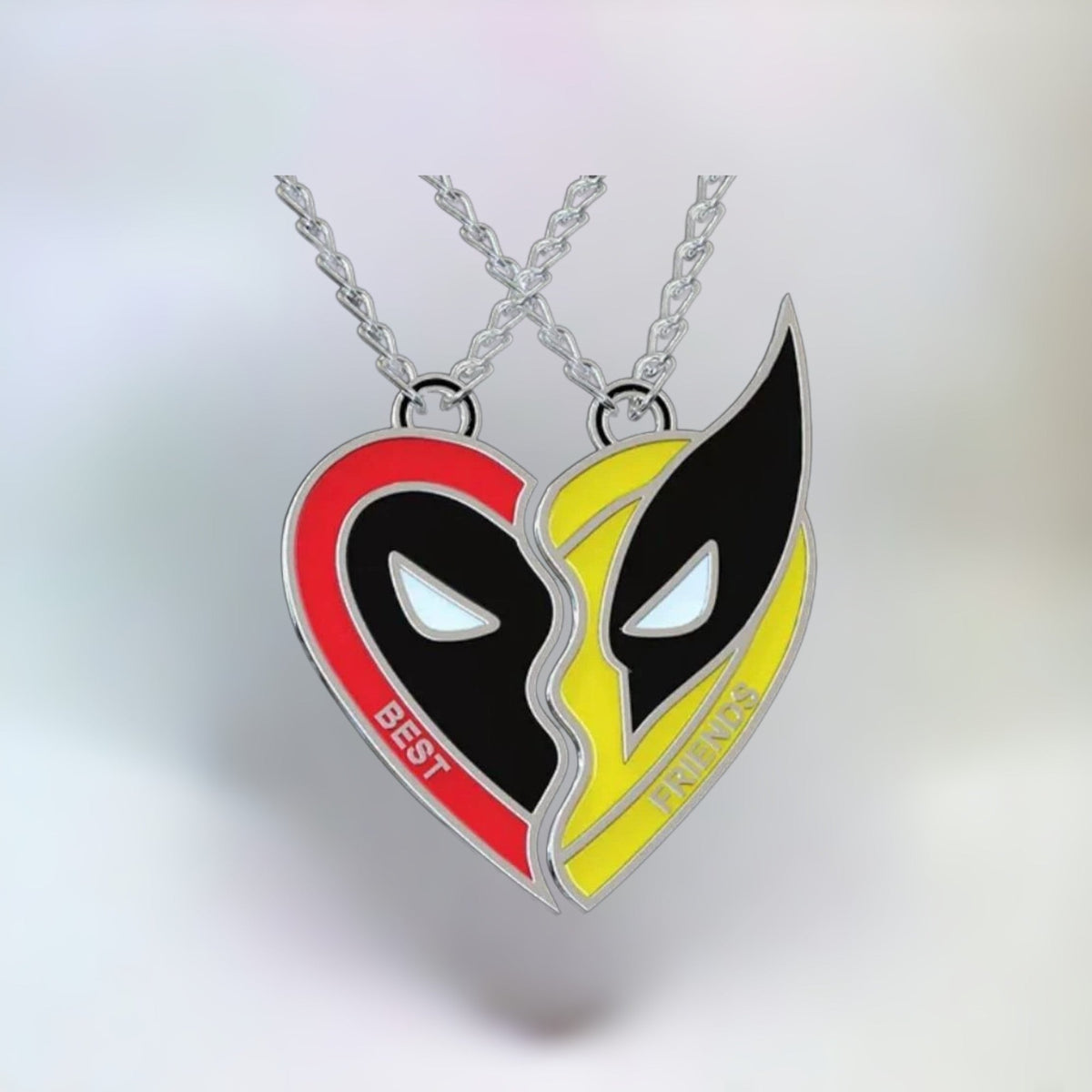 Collier d’amitié Deadpool et Wolverine - Motif cœur séparé