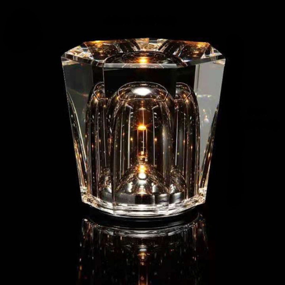 Lampe de table LED cristal rechargeable | Lumière chaude et design sans fil