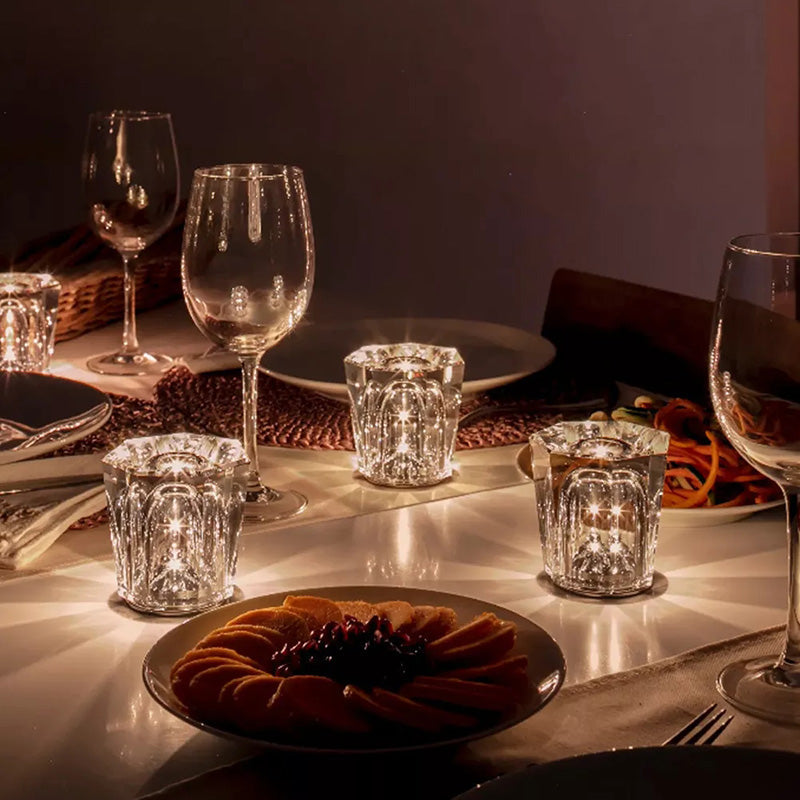 Lampe de table LED cristal rechargeable | Lumière chaude et design sans fil