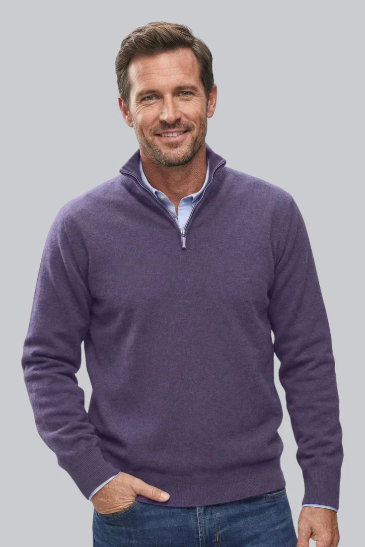 Herren Strickpullover mit Reißverschluss und glattem Griff