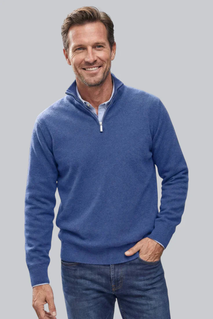Herren Strickpullover mit Reißverschluss und glattem Griff