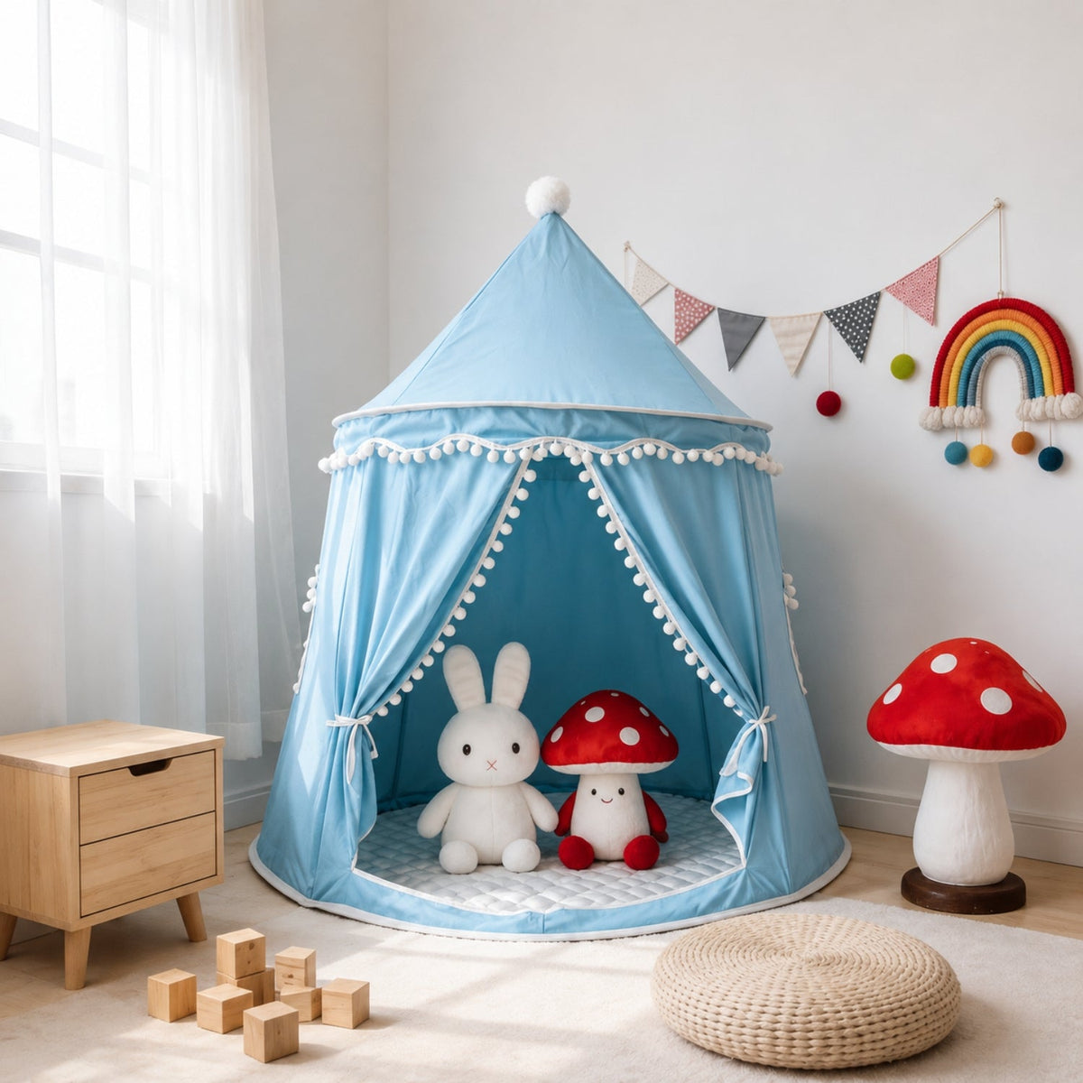 Kids' Indoor Princess Teepee Play Tent, 110 × 125 cm