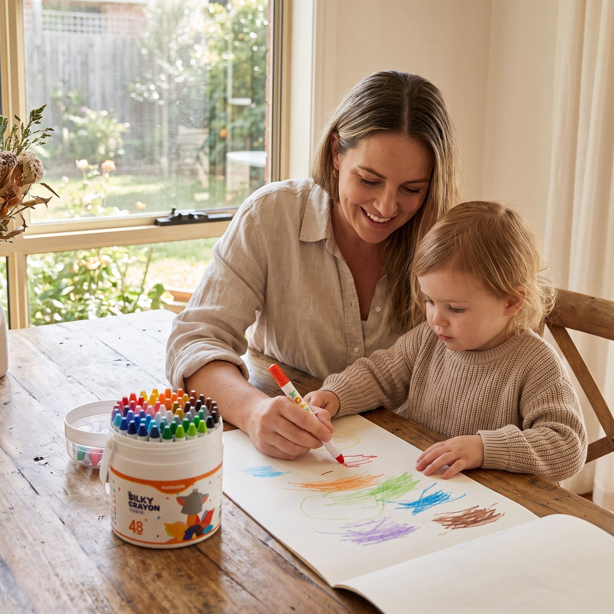 Kids' Washable Twist-Up Crayons with Storage Bucket