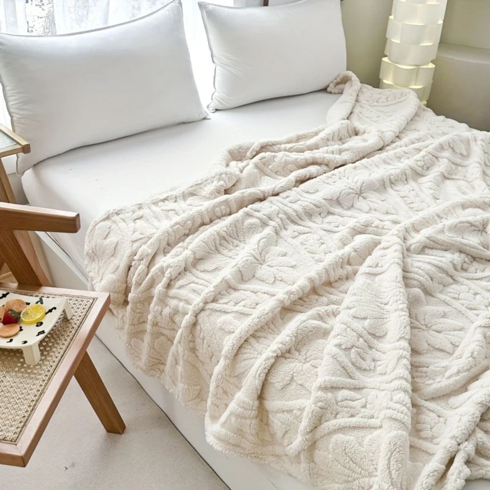 Gemütliche Paris Web Jacquard Fleece-Decke für Zuhause & Reisen
