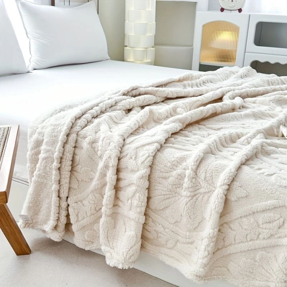 Gemütliche Paris Web Jacquard Fleece-Decke für Zuhause & Reisen