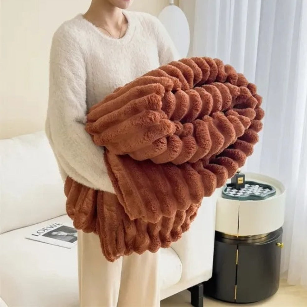 Cozy Striped Plush Throw Blanket for Warmth and Comfort