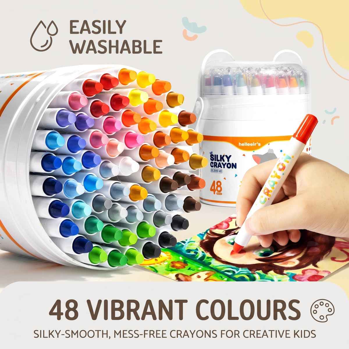 Kids' Washable Twist-Up Crayons with Storage Bucket