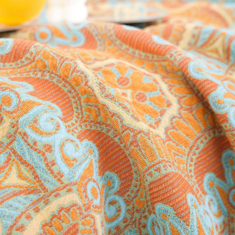Plaid réversible en coton bohème - Motif paisley pour la décoration intérieure