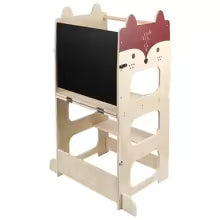 Adjustable Wooden Montessori Learning Tower with Blackboard