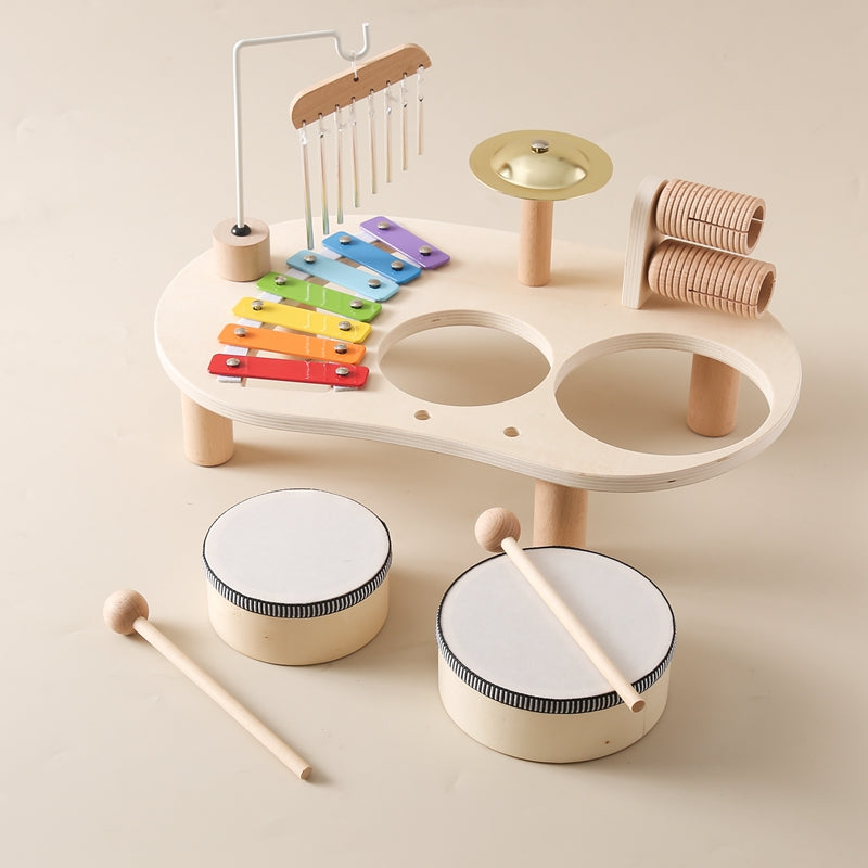 Wooden Musical Table with Xylophone, Drums and Cymbals, Ages 1+