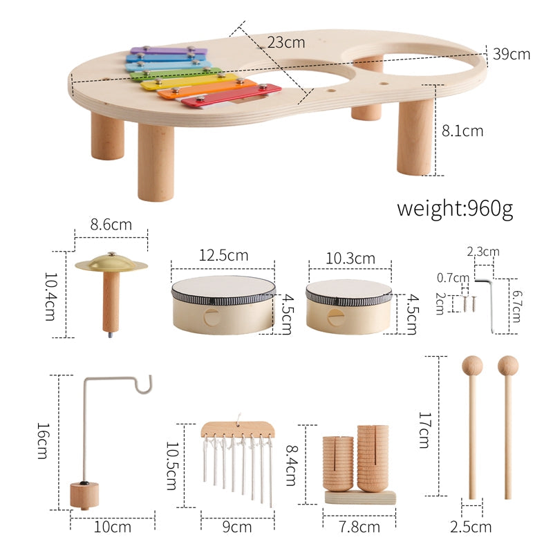 Wooden Musical Table with Xylophone, Drums and Cymbals, Ages 1+