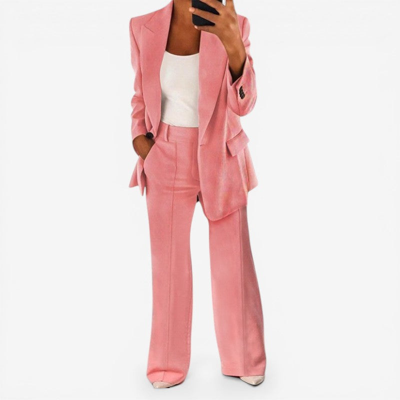 Ein-Knopf Blazer Hosenanzug Set