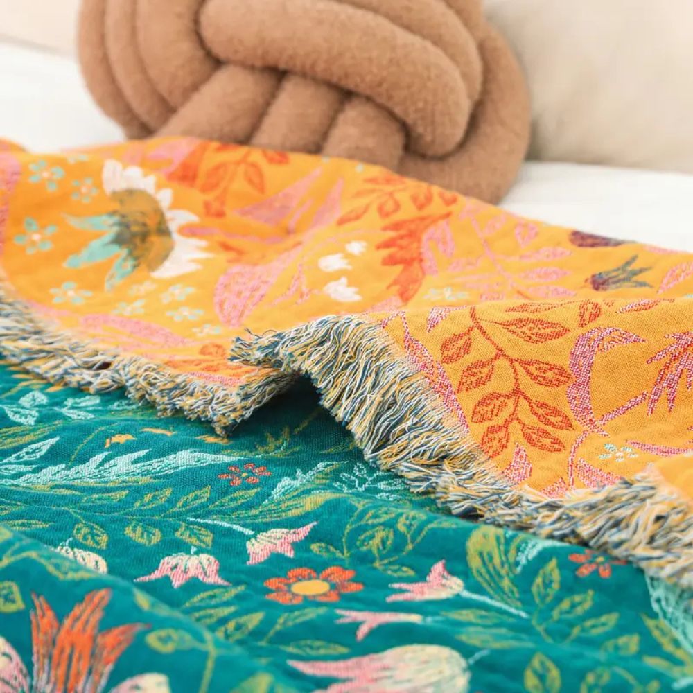 Plaid en coton Cozy Sunset Forest pour la décoration intérieure et le confort