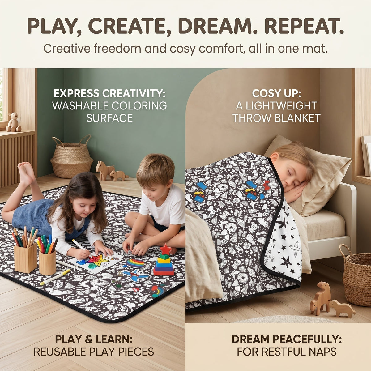 DIY Colouring Blanket Set with Fabric Markers
