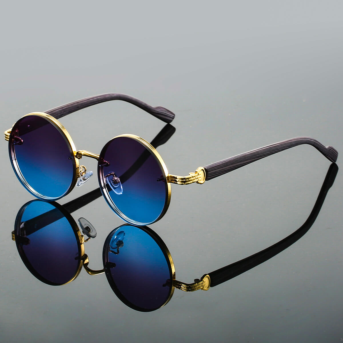 Lunettes de soleil rondes en métal pour hommes Torvane