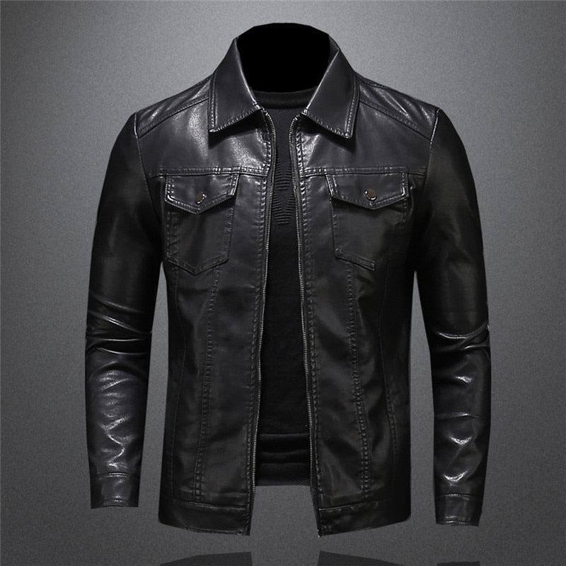 Manteau en cuir élégant, polyvalent et intemporel pour motards hommes