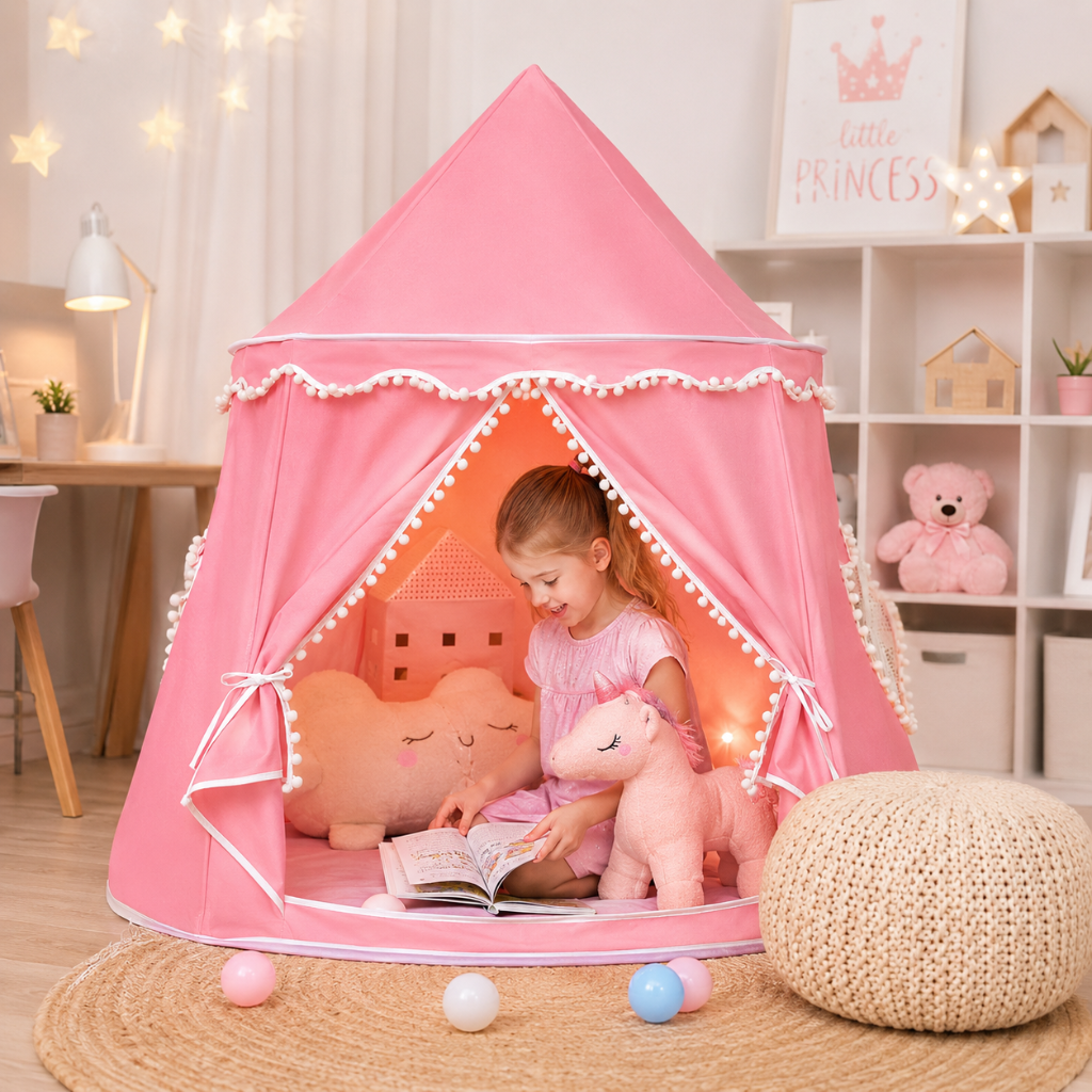 Kids' Indoor Princess Teepee Play Tent, 110 × 125 cm