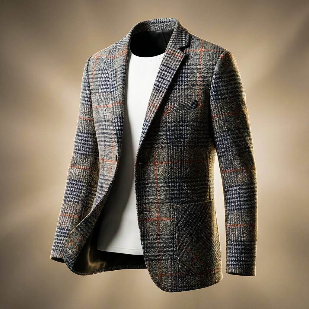 Valentio Herren Wolle-Mischung Hahnentritt Blazer