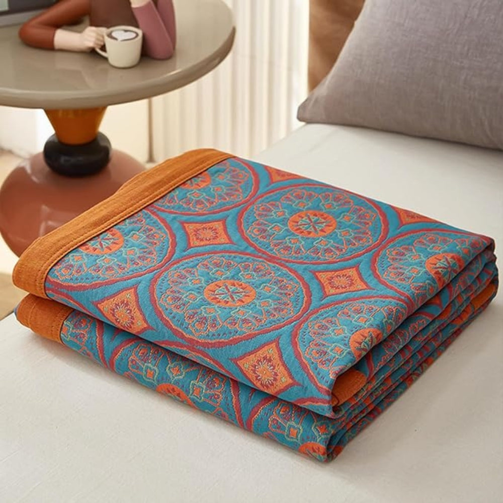Couverture d'été en coton réversible pour une décoration intérieure douillette et un confort léger
