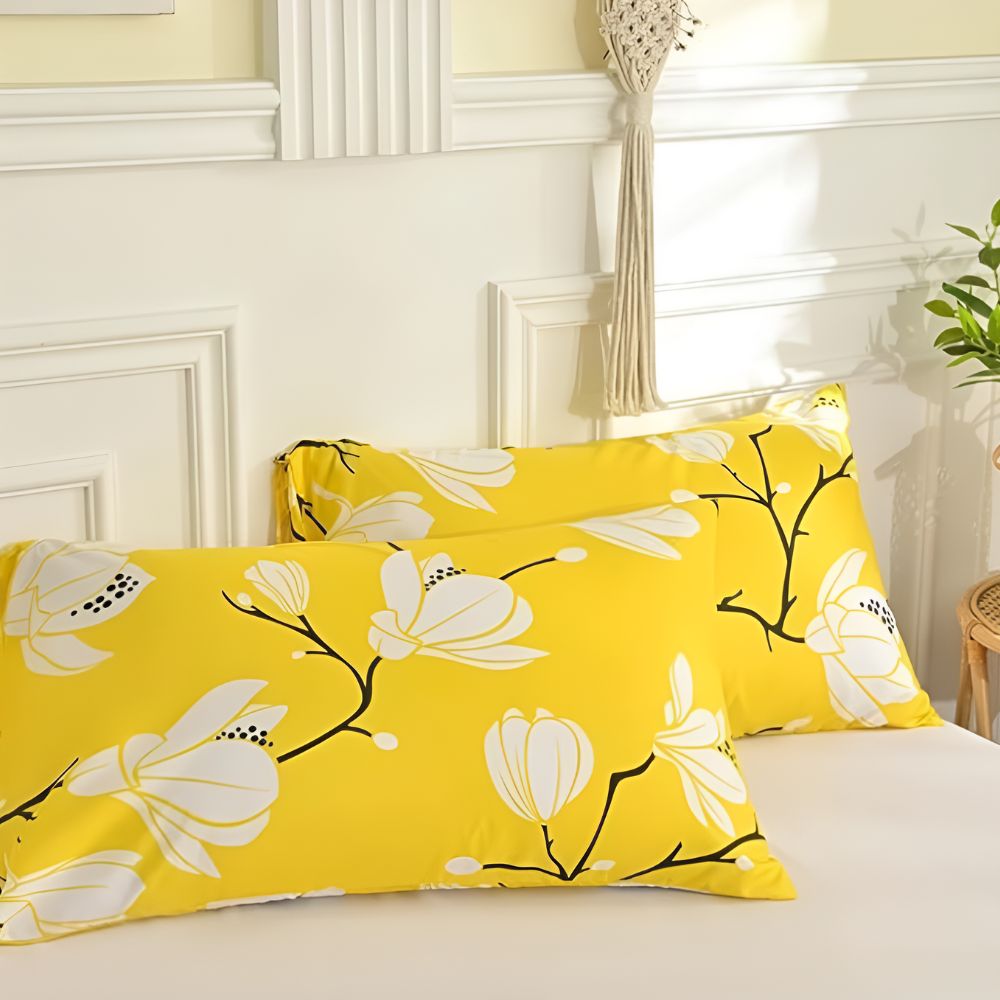 Gelbes Blüten Bettbezug-Set - 3-teiliges Bettwäsche-Set für Komfort