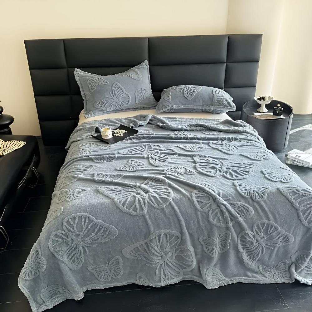 Weiche Schmetterlings-Jacquard-Flanell-Wurfdecke für gemütliche Wohnkultur