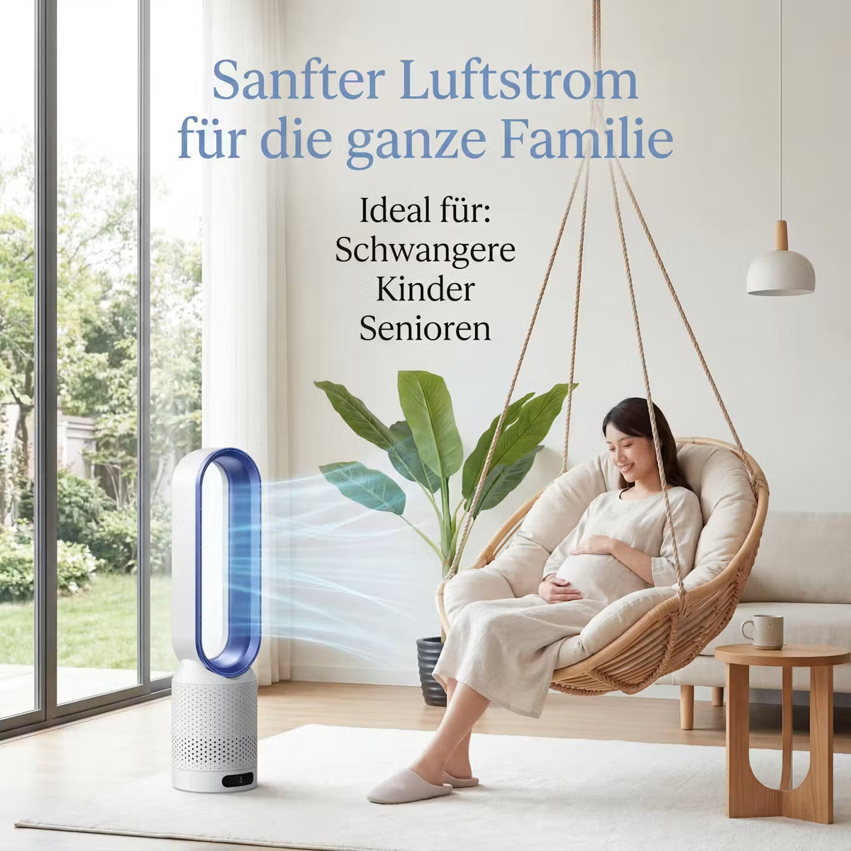 2-in-1 verwarmings- en koeltorenventilator - bladloze ventilator voor het binnenklimaat