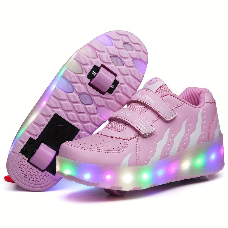 Kids' LED Roller Trainers with Removable Wheels, Sizes 26–35
